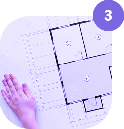 План поверху з рукою на кресленні